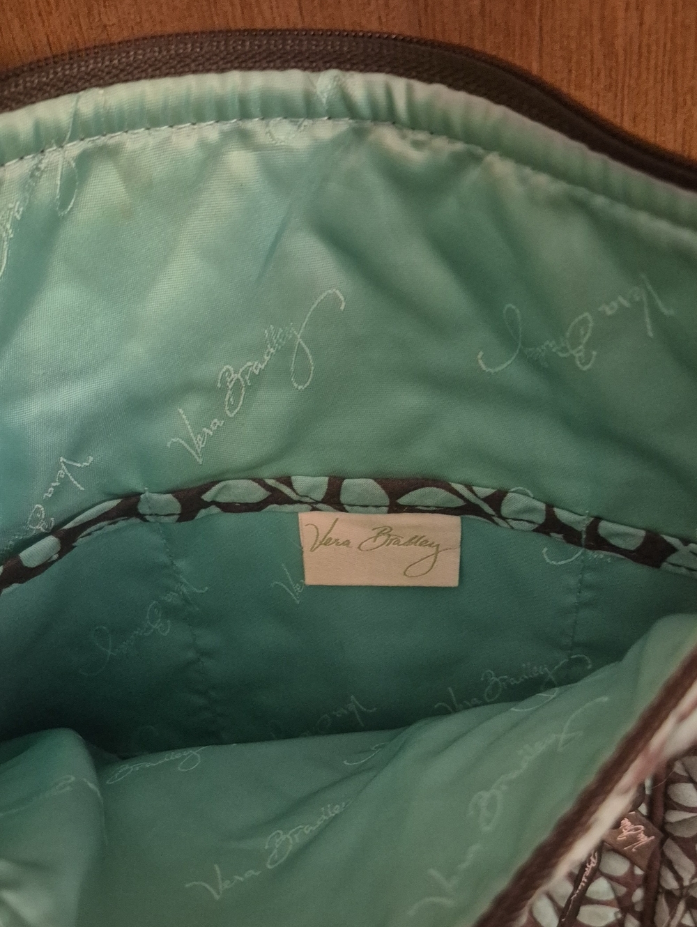 Vera Bradley Aqua Leaf Quilted Crossbody Bag - Picture 2 of 7